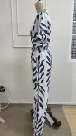 Kadın Kısa Kollu V Yakalı Desenli Aerobin Bluz Ve Pantolon Ikili Takım-8