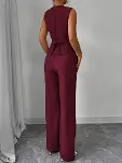 Kadın Askılı önden Düğmeli Bluz Ve Pantolon Keten Ikili Takım-3