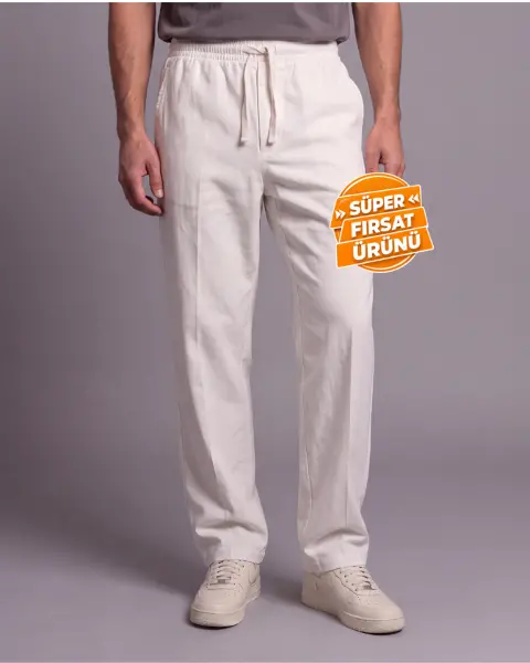 Erkek Rahat Kalıp Keten Pantolon