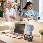 3 Kademeli Telefon Tutuculu Standlı Mini Fan – Tuşu Ayı Figürlü Masaüstü ve EldeKullanılabilen Taşınabilir Fan  EKL30 (4745)-3