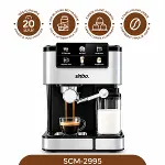 SİYAH - KROM ESPRESSO KAHVE MAKİNESİ 6 FARKLI KAHVE 1.5LT SU HAZNE - 500ML SÜT HAZNE 1350W SCM-2995 (4745)-1