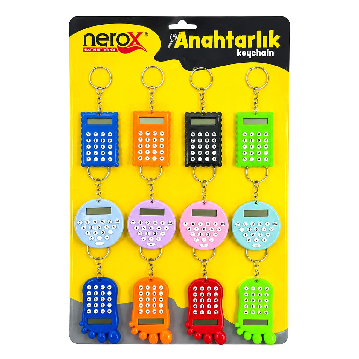 12 ADET HESAP MAK. ANAHTARLIK RENKLİ PLASTİK NRX-4089 (4745)