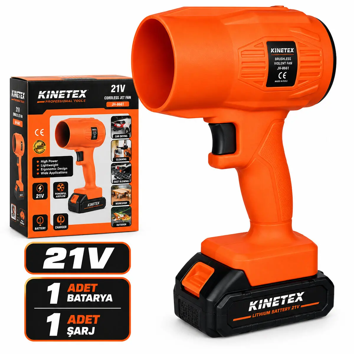 FÖN MODEL ŞARJLI HAVA ÜFLEYİCİ FAN KÖRÜK 21V - 220-240V TOZ-KAR-MANGAL ÜFLE - PET KURUT ÜFLEME KTX-3463 (4745)