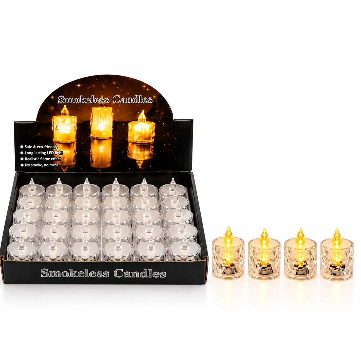 24 ADET KÜÇÜK BOY PİLLİ KRİSTAL MİKA LED MUM ÇAP : 3.8CM YÜKSEKLİK : 4.8CM İ10-017 (4745)