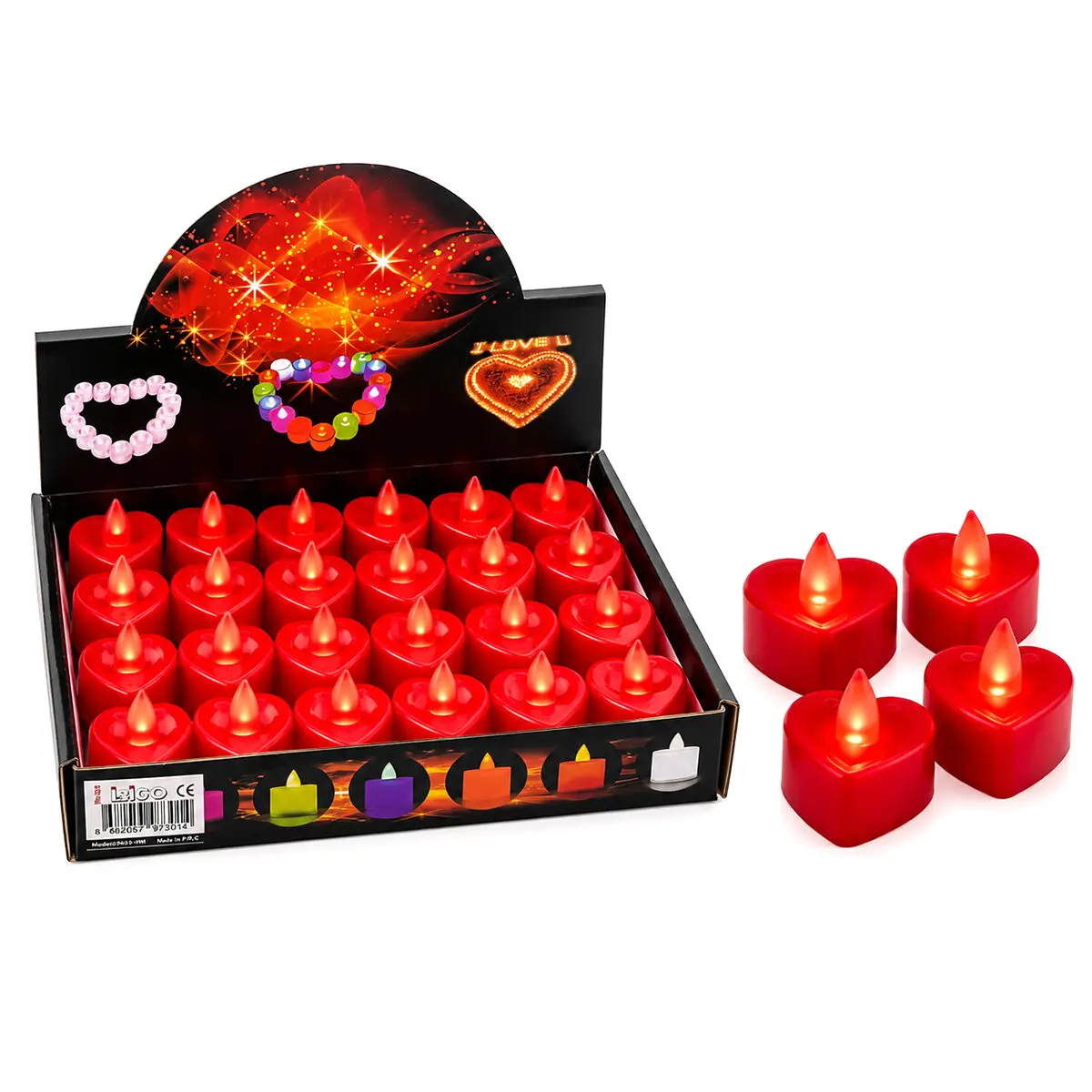 24 ADET PİLLİ KAPLİ - KIRMIZI RENKLİ LED MUM ÇAP : 4CM YÜKSEKLİK : 3.7CM İ10-023 (4745)