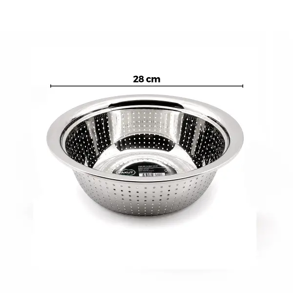 28CM KULPSUZ PASLANMAZ METAL SEPET SÜZGEÇ (4745)