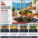 28CM KULPSUZ PASLANMAZ METAL SEPET SÜZGEÇ (4745)-3
