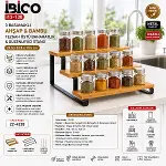 3 BASAMAKLI AHŞAP - BAMBU TEZGAH ÜSTÜ BAHARATLIK - DÜZENLEYİCİ STAND 29.5X23.5X10.5CM (4745)-2