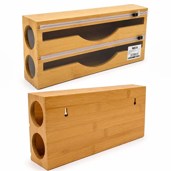 2IN1 AHŞAP BAMBU STREÇLİK - FOLYOLUK - HAVLULUK KESİCİ BIÇAK KANALLI (4745)