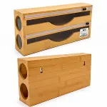 2IN1 AHŞAP BAMBU STREÇLİK - FOLYOLUK - HAVLULUK KESİCİ BIÇAK KANALLI (4745)-1