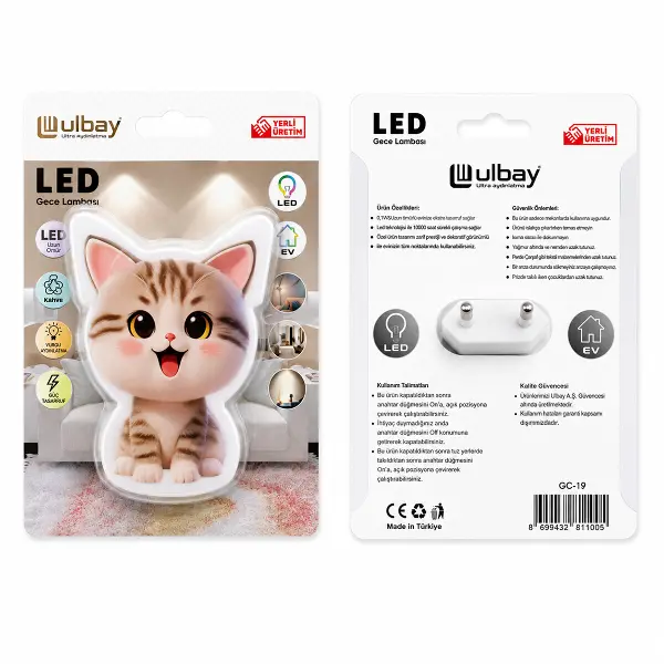 10 ADET KEDİ LEDLİ GECE LAMBASI GC-19 (4745)
