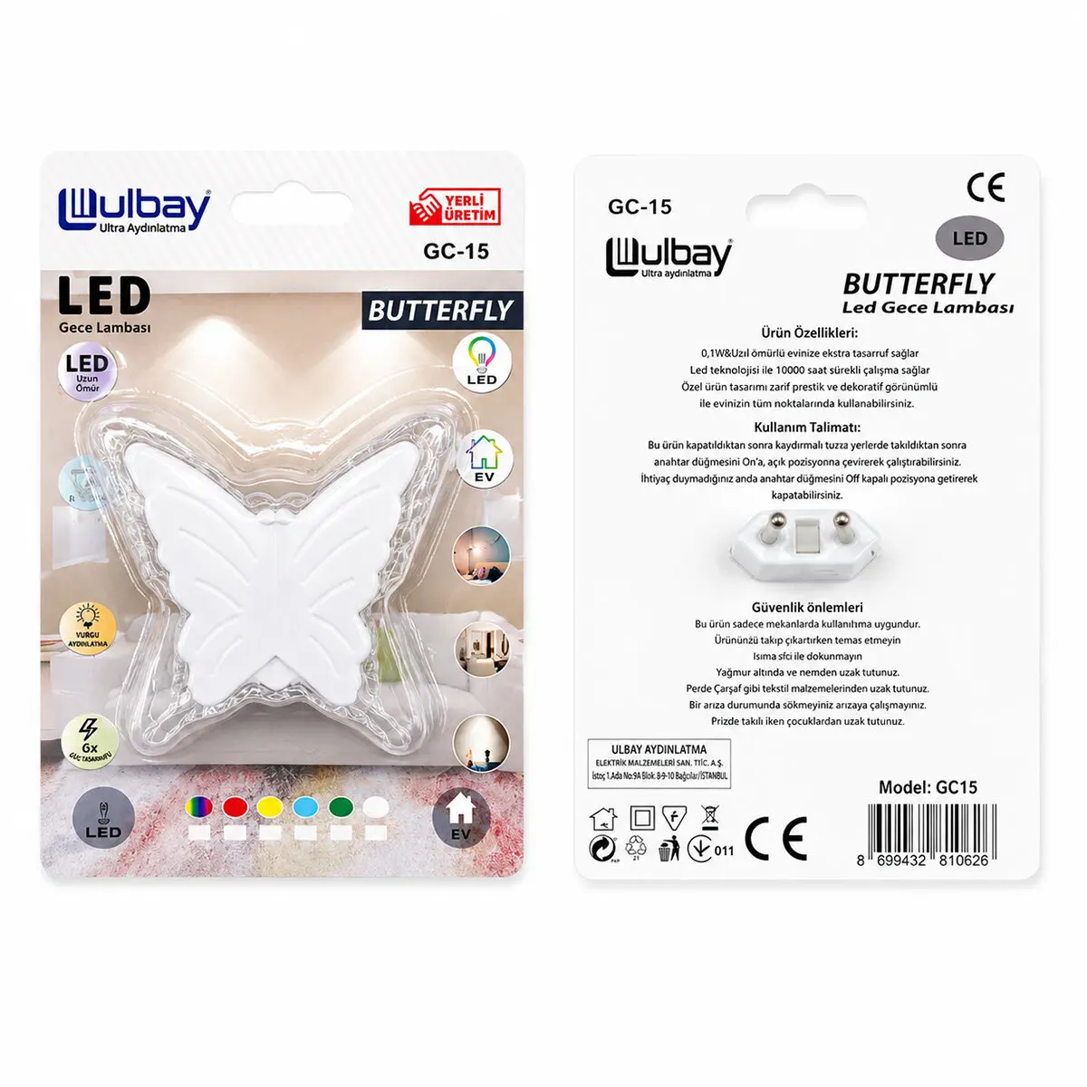 10 ADET KELEBEK LED GECE LAMBASI GC-15 (4745)