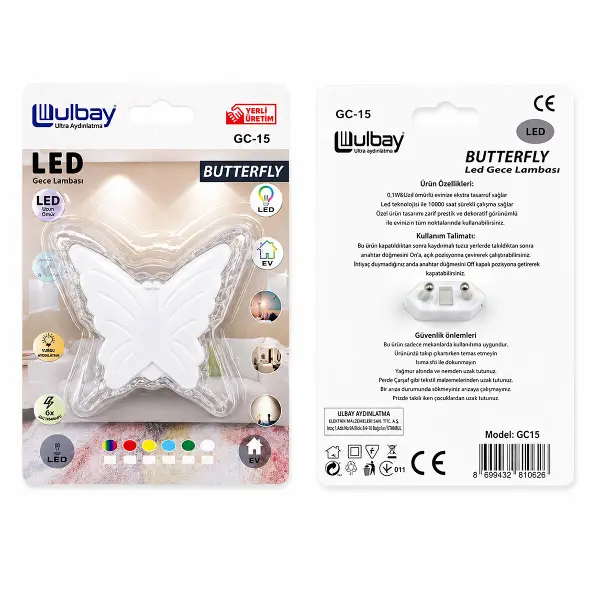 10 ADET KELEBEK LED GECE LAMBASI GC-15 (4745)