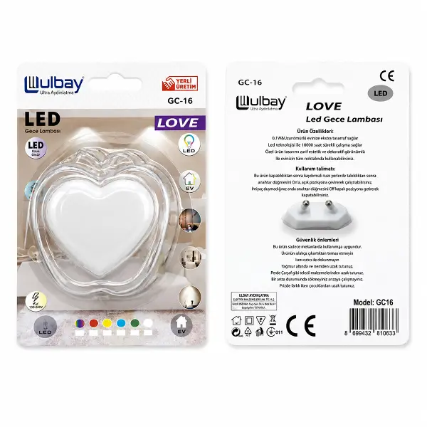 10 ADET KALP LEDLİ GECE LAMBASI GC-16 (4745)