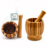 AHŞAP BAMBU - ÇİZGİLİ HAVAN SARIMSAK DÖVECEK Ç: 8CM--D: 7CM--Y:10.5CM FİLELİ AMBALAJ (4745)-1