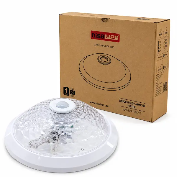 SENSÖRLÜ BEYAZ GLOP ARMATÜR KAFESİ E27 PLASTİK IP20 220W (4745)