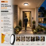 20W SİYAH METAL KASA SIVA ÜSTÜ YUVARLAK LEDLİ GLOP ARMATÜR IP20 6500K - 1800Lm E1212/S (4745)-3