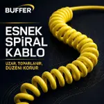 4&amp;apos;ü 1 Arada Esnek Spiral Hızlı Şarj Kablosu, Araç İçi Yaylı Kablo, Type-C ve Lightning Uyumlu Çoklu Şarj Kablosu (4745)-2
