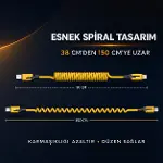 4&amp;apos;ü 1 Arada Esnek Spiral Hızlı Şarj Kablosu, Araç İçi Yaylı Kablo, Type-C ve Lightning Uyumlu Çoklu Şarj Kablosu (4745)-5
