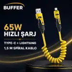 4&amp;apos;ü 1 Arada Esnek Spiral Hızlı Şarj Kablosu, Araç İçi Yaylı Kablo, Type-C ve Lightning Uyumlu Çoklu Şarj Kablosu (4745)-1
