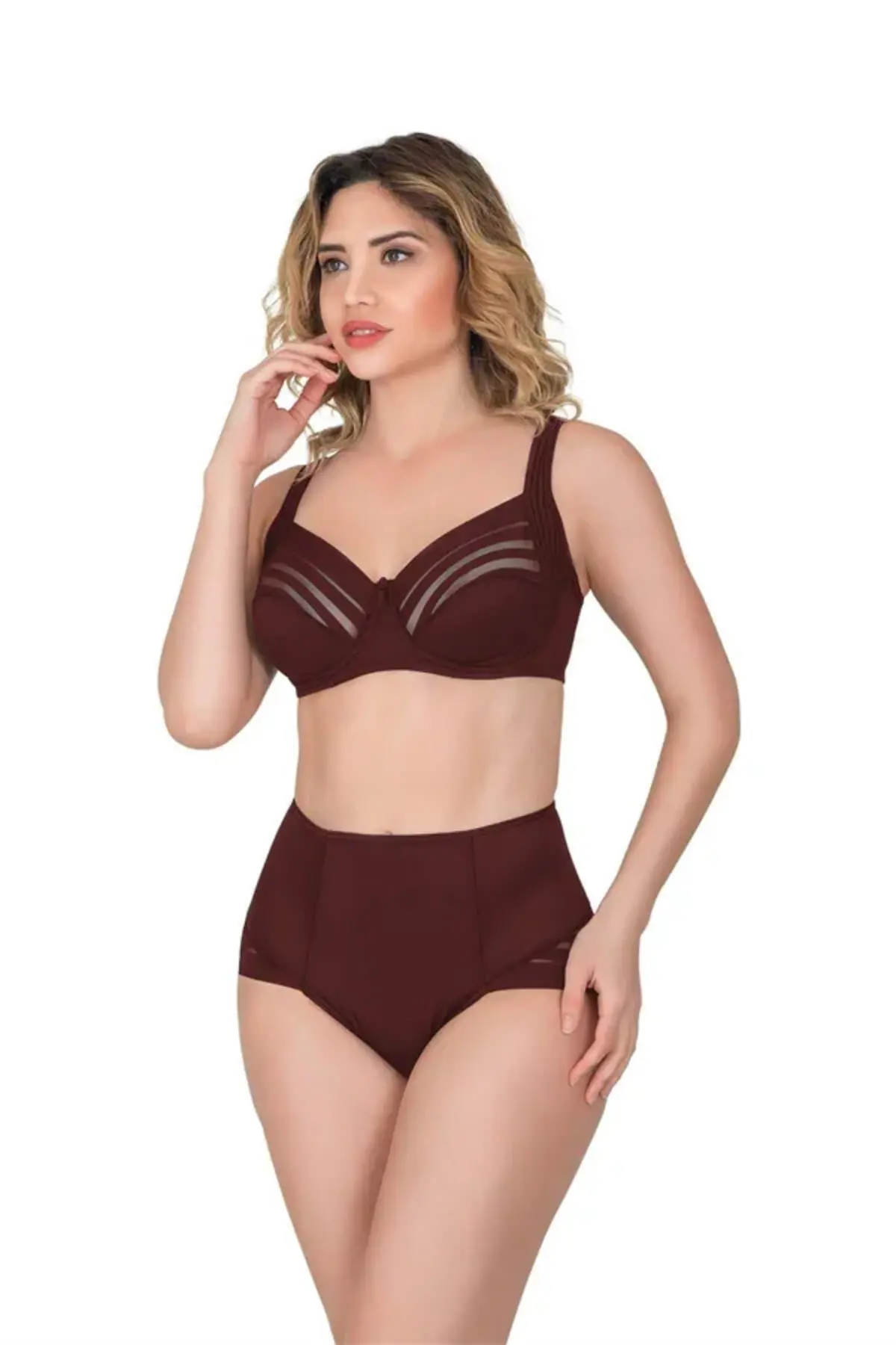 Bordo Yan Destekli Toparlayıcı Balenli Sütyen