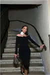 Kadın Özel Tasarım Kayık Yaka Drapeli Midi Uzun Kollu Abiye Elbise-5