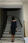 Kadın Özel Tasarım Kayık Yaka Drapeli Midi Uzun Kollu Abiye Elbise-7