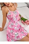 Pembe Kedi Desenli Gecelik-3