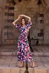 Çiçek Desenli Viskon Elbise-4