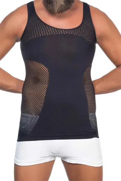 Siyah Seamless Fileli Erkek Korse Atlet