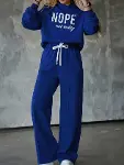 Kadın Uzun Kollu Nope Baskılı Beli Ribanalı Ikili Takım-3