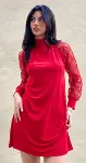 Kadın Uzun Kollu Damla Detaylı Sandy Mini Elbise-8