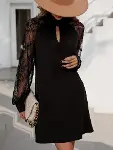 Kadın Uzun Kollu Damla Detaylı Sandy Mini Elbise-6