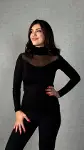 Kadın Balıkçı Yaka Transparan Tül Detay Uzun Kollu Bluz-4