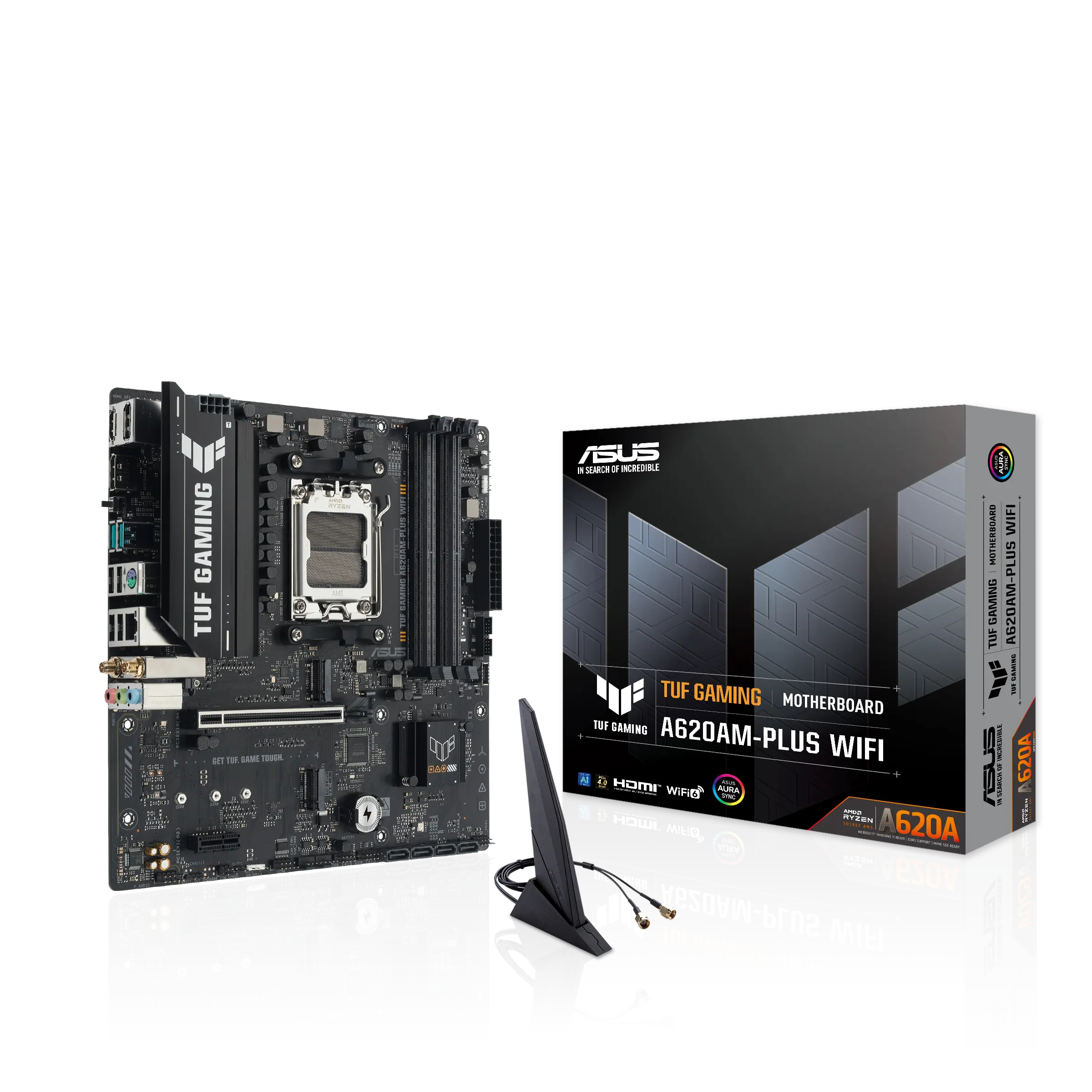 TUF GAMING A620AM-PLUS WIFI, 4xDDR5, 2x M.2, HDMI, 2xDP, Wi-Fi 6, Bluetooth v5.3, AM5 Soket GAMING Anakart