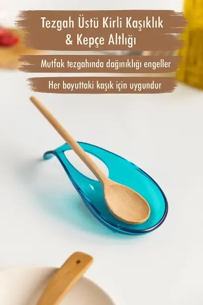 Akrilik Aquamarin Tezgah Üstü Kirli Kaşıklık & Kepçe Altlığı