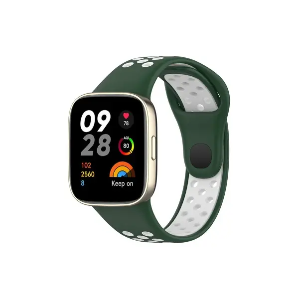 Xiao Red Watch 3 Spor Delikli Kordon (saat Değildir) - Haki Yeşil-beyaz
