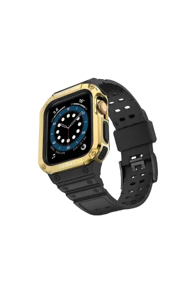 Apple Watch 42mm Kr401 Silikon Kordon - Siyah-gold