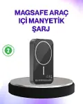 Mıknatıslı MagSafe Uyumlu Araç Tutucu Kablosuz Şarj Destekli-1