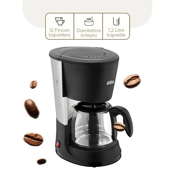 2İN1 Filtre Kahve - Çay Demleme Makinesi 1.2LT Cam Hazne - Su Seviye Gösterge SCM-2938