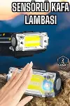 Beyaz Led Işık Sensörlü Kafa Lambası Lityum Batarya Led El Fenerli Şarjlı-2