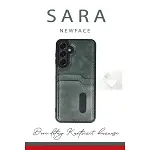 Samsung Galaxy A25 5g Kılıf Sara Kartvizitli Deri Kılıf - Koyu Yeşil-2