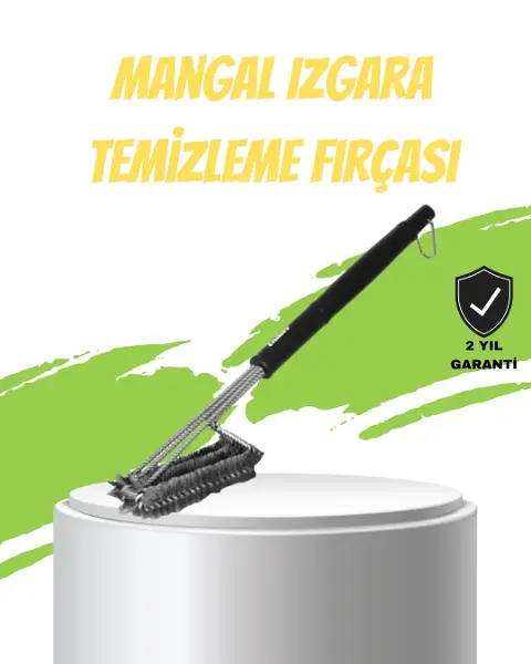 Mangal Izgara Tezleme Fırçası Paslanmaz Çelik Telli Uzun Saplı