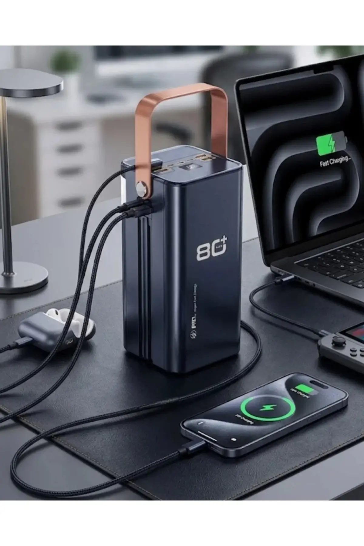 80000 mAh Taşınabilir Powerbank Süper Hızlı Şarj Çoklu Çıkış ve LED Göstergeli
