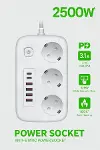 2500W Çoklu Priz 2 METRE – 3’lü AC Priz +5 USB Çıkışı AKIM KORUMALI Alev Almayan Gövde,-4