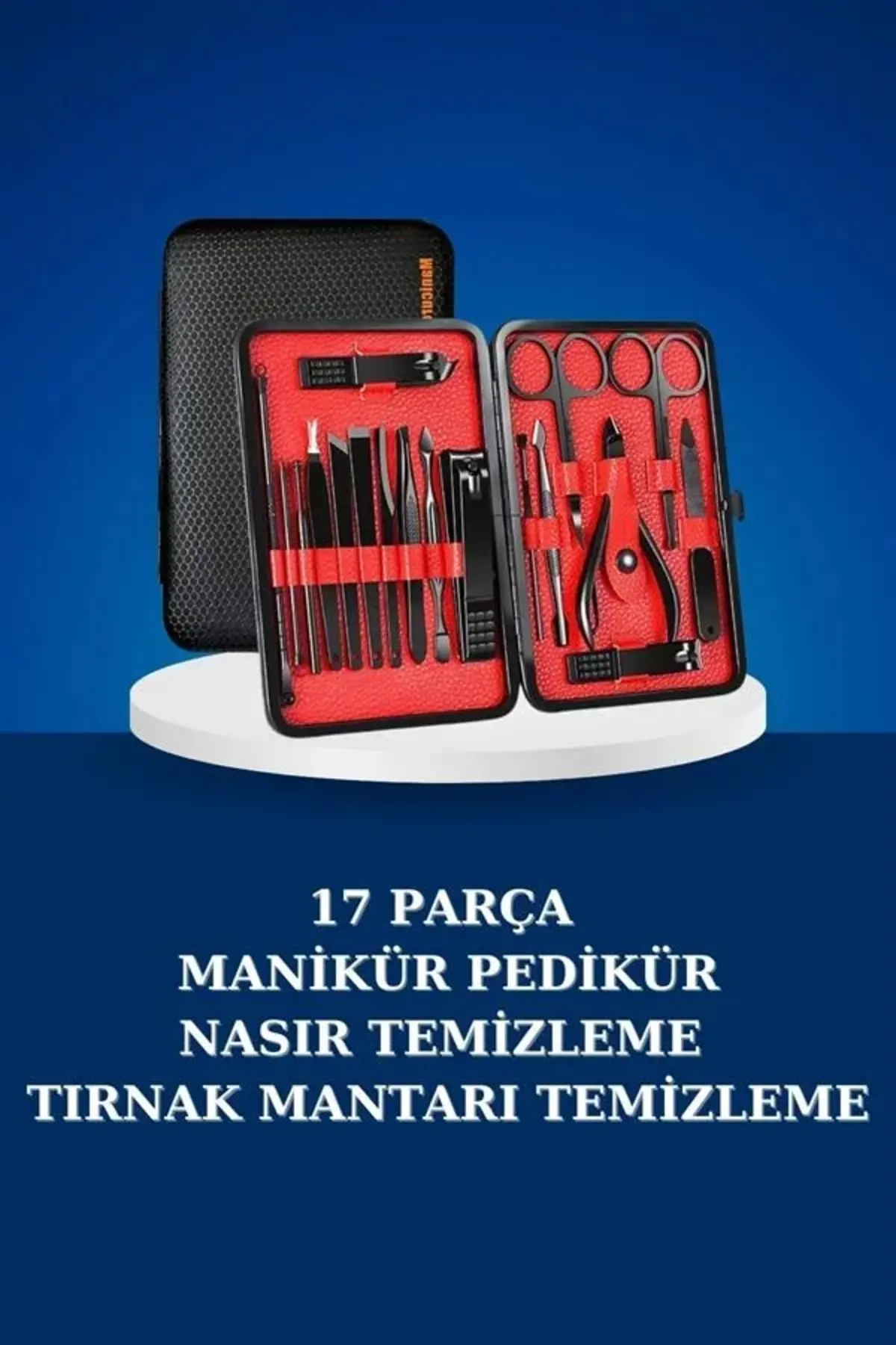 17 Parça Manikür Seti Taşınabilir Özel Çantalı El ve Ayak Bakımı Tırnak Batığı Tezleme