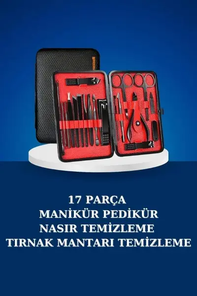 17 Parça Manikür Seti Taşınabilir Özel Çantalı El ve Ayak Bakımı Tırnak Batığı Tezleme