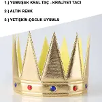 Altın Renk Eva Yumuşak Kral Kraliyet Tacı Yetişkin Çocuk Uyumlu 55 cm-2