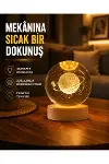 Kız Figürlü Sarı Cam Küre Işıklı Büyük Boy Ahşap Standlı Dekor-1