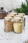 6 Lı Set Bambu Kapaklı Cam Kavanoz & Erzak Saklama Kabı 800 ml Orta Boy ( Vakum Kapak )-3
